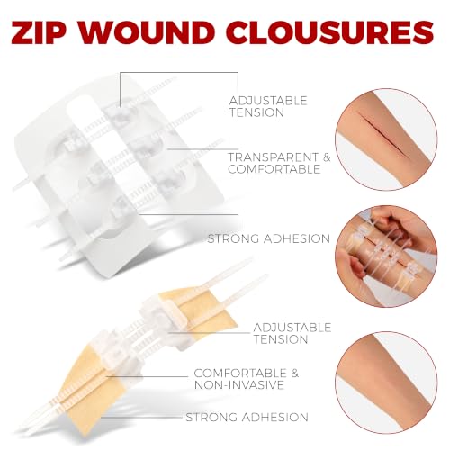 35 Pcs Wound Closure Kit with 8 Zip Stitch Strips & Xeroform Dressing 8 Zip Complete Kit