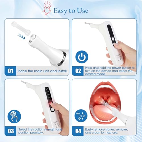 Upgraded Electronic Tonsil Stone Remover with 3-Speed Vacuum & LED Light