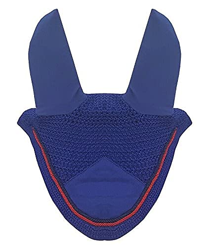 Horse Fly Bonnet Double Piping Ear Net Fly Veil Mask Breathable Cotton Crochet Horse Tack (Full, Royal Blue) FULL - BeesActive Australia