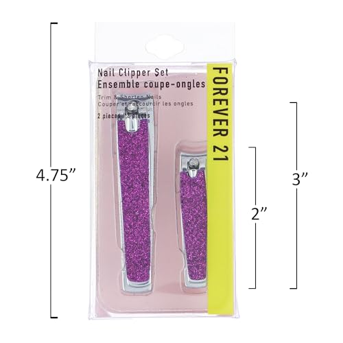 Forever 21 Nail Clippers Set - 2pc Purple Glitter Nail Clipper - 2 Pack,