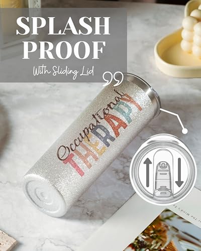 Onebttl Occupational Therapy Gifts, OT Gifts for Women, Appreciation Gifts for OT on World Occupational Therapy Day, Birthday and Christmas, 20 oz Insulated Stainless Steel Tumbler - Glitter