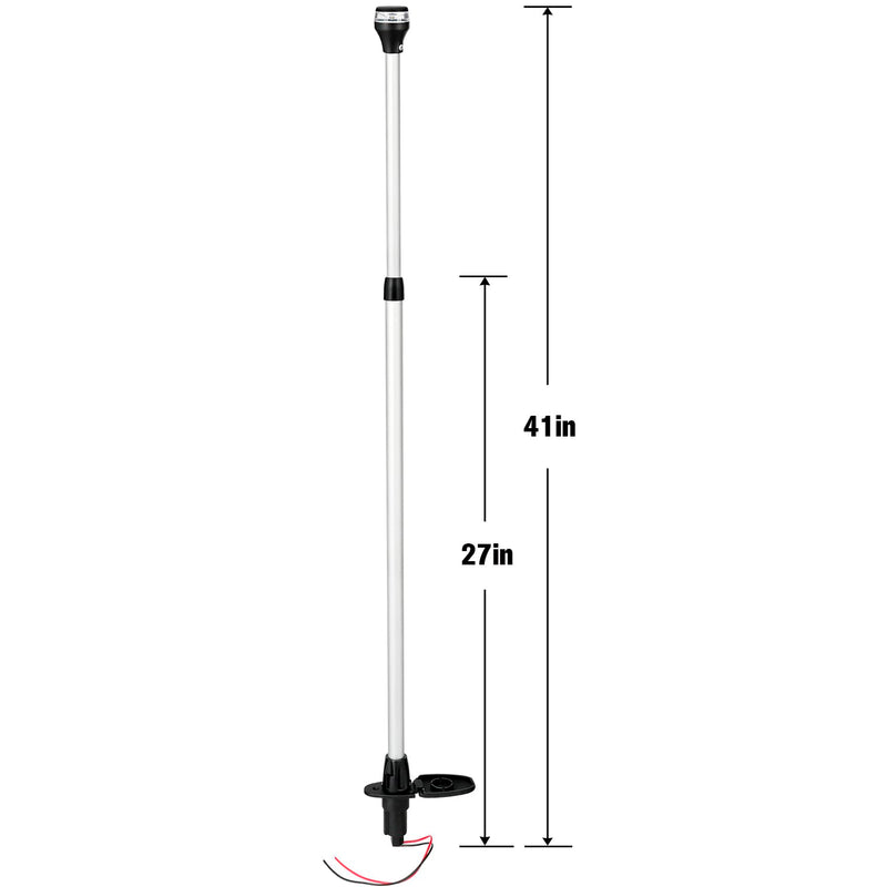 MARINE SYSTEM Boat Telescoping Pole Stern Light with Base, 360 Degrees All Round Led Anchor Light, Height adjustable from 27"- 41" for Yacht, Bass boat and Fishing Boat, 10-24 VDC, 1W - BeesActive Australia