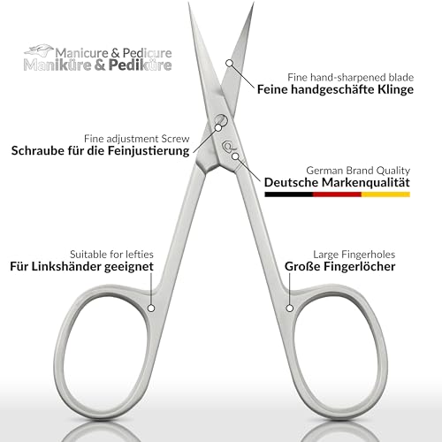 marQus Curved Cuticle Scissors – Precision Stainless Steel for Manicure & Pedicure, Eyebrow & Eyelash Grooming, Extra Sharp with Premium Storage Case Black Cuticle