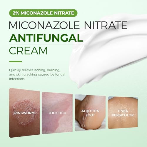 Inlifay 2% Miconazole Antifungal Cream: Helps Relieve the itching, Burning, Cracking, and Scaling associated with fungal infections Such as Athlete's Foot,Jock Itch, and Ringworm(3.51 OZ) 3.51 Ounces