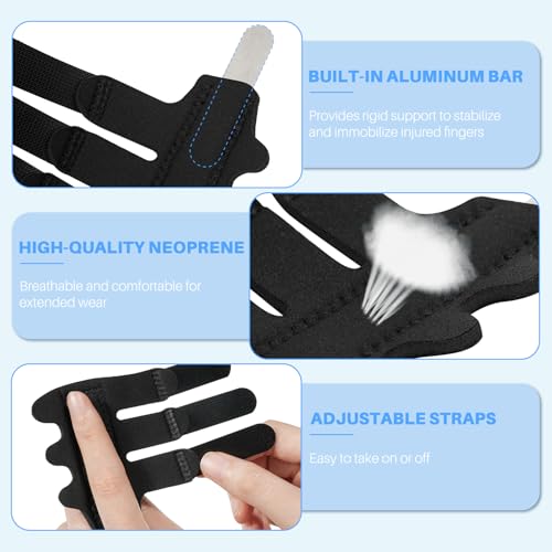 Finger Splint, 5PCS Finger Brace for Index, Middle, Ring Fingers Straightening Arthritis Knuckle Immobilization