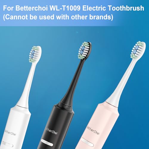 Betterchoi WL-T1009 Sonic Electric Toothbrush Replacement Brush Heads.8pcs, White. (Cannot be Used for Other Brands)