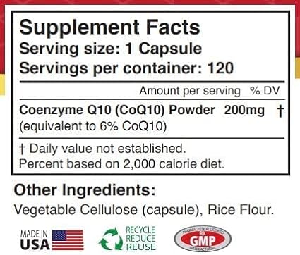 New! High Absorption CoQ10 200mg 120 Caps [4month supply] Dr.Plus+ Made in USA (3) - BeesActive Australia