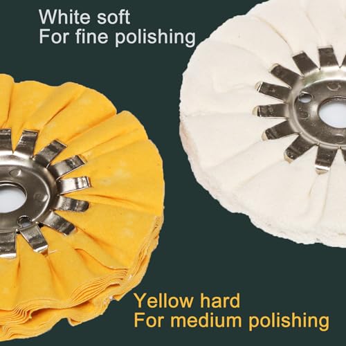 Airway Buffing Wheel, 12Pcs Cotton Wheel Polishing Kit, Polishing Compound and Aluminum Metal Polishing Wheel Kit for Drill Mirror Finish with 1/4" Mandrel