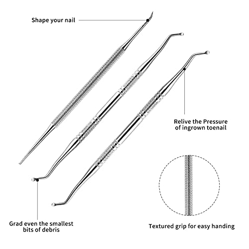 3PCS Ingrown Toenail Tools Stainless Steel Ingrown Toenail File and Lifter Double Sided with Storage Case