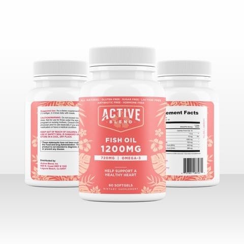 Omega-3 Fish Oil – 1250mg Triple Strength with 690mg EPA & 260mg DHA – Wild-Caught, No Fishy Aftertaste – 60 Soft Gels