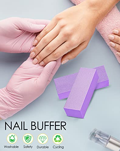 Maryton Nail Buffer Block, Medium/Fine Grit 100/180 Finishing Buffers for Acrylic Nails Gel Polish Nails, 3 Way Professional Pedicure Manicure Buffer Kits, 5 Count (Purple) Purple - 5ct - Finishing Buffer