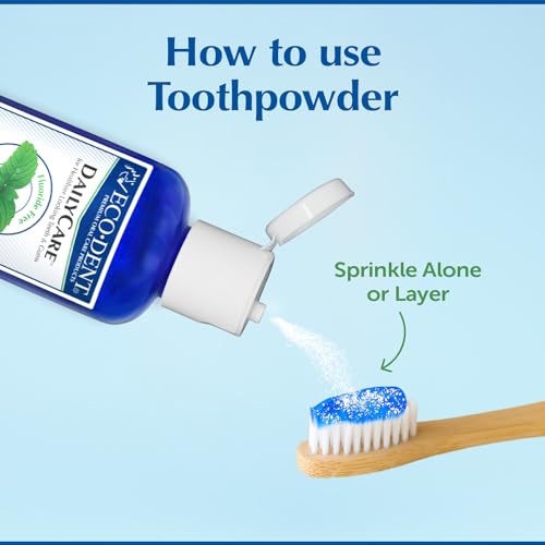 Eco-Dent DailyCare Baking Soda Toothpowder, Mint - Fluoride-Free Toothpaste Powder, SLS-Free Tooth Powder with Minerals, and Essential Oils, Toothpaste Alternative, 2 Oz Each (Pack of 6)