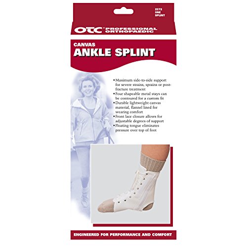 OTC Ankle Splint, Canvas Lace-Up, Rigid Metal Stays Medium
