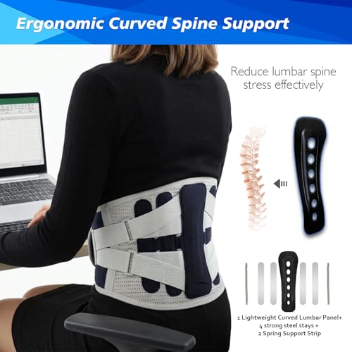 Back Brace for Lower Back Pain Relief from Herniated Disc, Sciatica & Scoliosis, Ergonomic Adjustable Breathable Lumbar Support Belt for Women & Men, Wide Area Support with Enhanced 3D Support Strips M(Fits waist 27"-34")