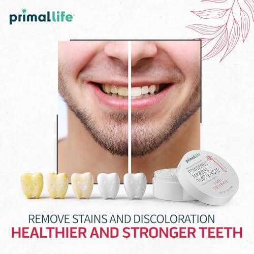 Primal Life Organics - Dirty Mouth Toothpowder, Tooth Cleaning Powder, Flavored Essential Oils with Natural Kaolin & Bentonite Clay, Good for 200+ Brushings, Organic, Vegan (Sweet Peppermint, 1 oz) Sweet Peppermint 1 Ounce (Pack of 1)