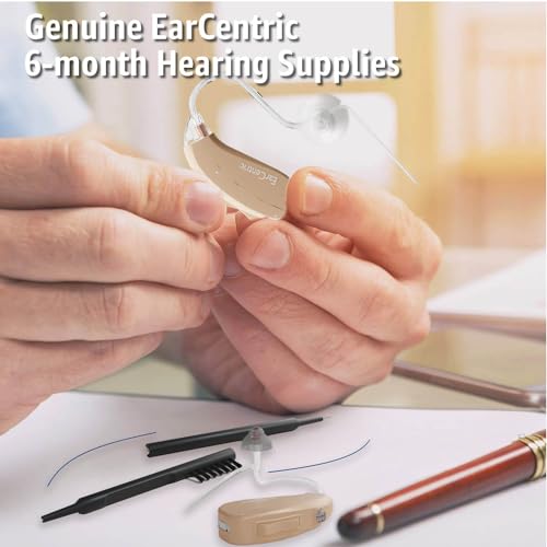 [6-Month Hearing Supplies] Hearing Aid Amplifier Accessories Kit, Ear Wax Removal Wires, Ear Cleaning Brushes, Silicone Ear Domes Earbuds, Transparent Slim Thin Tubes