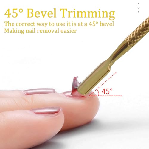 2 Pieces Gold Double-Ended Stainless Steel Cuticle Pusher Cuticle Remover With 150 Grit Sandpaper Sheets Nail Prep Tools Russian Manicure Kit Nail Cuticle Pusher for Women