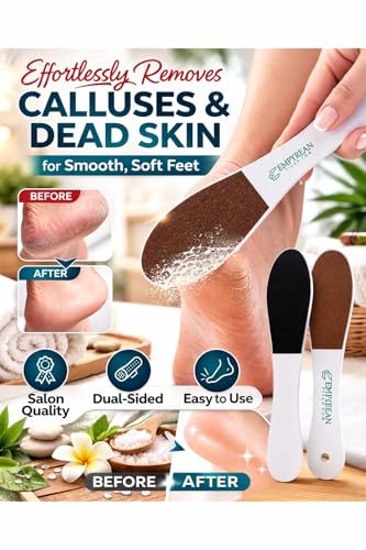 Empyrean Foot Callus Remover File, Dual Grit 80/100, Made in USA, Washable Reusable Foot Scraper for Hard Skin and Cracked Heels