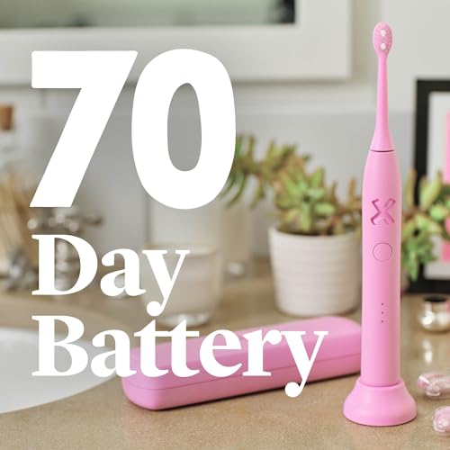Made by Dentists PRO‑X Sonic Electric Toothbrush for Adults – 70‑Day Battery on One Charge, Dentist‑Designed Whitening Rechargeable Toothbrush, 3 Brush Heads & Travel Case, 3 Modes, Pink