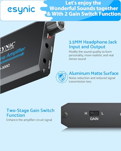 eSynic Rechargeable 16-300 Ohms Portable Headphone Amplifier 3.5mm