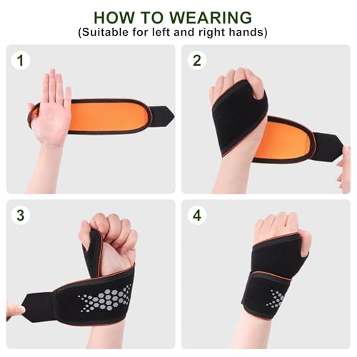 2 Pack Wrist Compression Strap and Brace, Sport Wrist Support for Women and Men – Ideal for Work,Fitness, Weightlifting, Yoga, Sports,Tendonitis – Adjustable Splint Fits Right and Left Hand