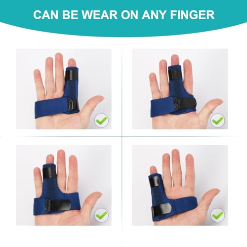 Promifun Finger Braces, 2 Pack Trigger Finger Splints for Straightening, Mallet Finger and Broken Finger, Finger Straighteners Provide Support and Relieve Pain - Blue