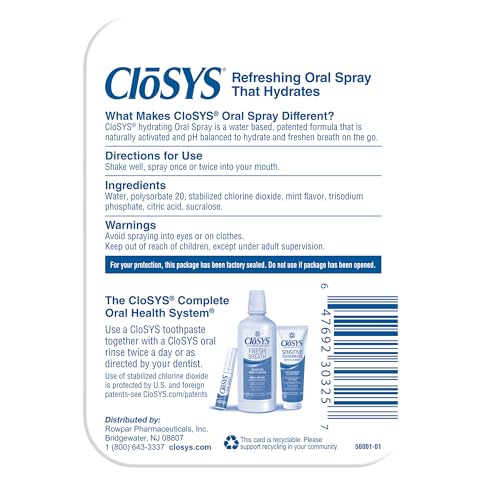 CloSYS Oral Breath Spray, Mint, Sugar Free, Fights Bad Breath .31oz, 9 Pack 0.31 Fl Oz (Pack of 9)