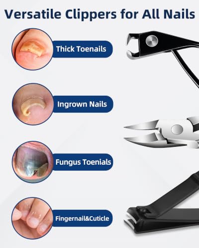 Toe Nail Clippers for Thick Nails for Seniors, Ingrown Nail Clipper Set 6PCS Nail Clippers Set