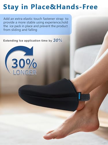 Foot Toes Ice Pack Wrap for Broken Toe & Bunion Pain,Reusable Cold & Heat Pack for Top of Foot & Forefoot Surgery Recovery,Best Ice Sock for Gout,Injuries,Swelling,Neuropathy Relief (1pcs) 1 Black