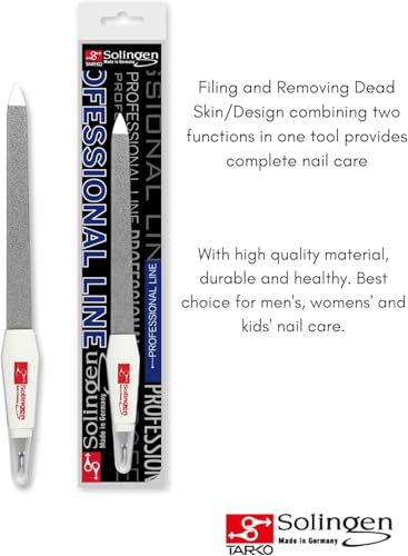 Solingen Sapphire Nail File & Cuticle Trimmer – Dual-Sided Professional Nail File for Fingernails & Toenails – Durable German Steel 2-in-1 Manicure Tool (Large Size)