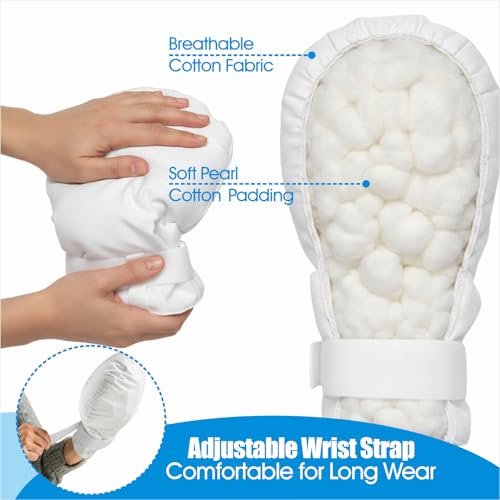MESINURS Restraint Gloves for Elderly, Double Security Mitts with Adjustable Wrist Straps, Soft Extra Padded for Comfort & Protection,2 Pcs 2