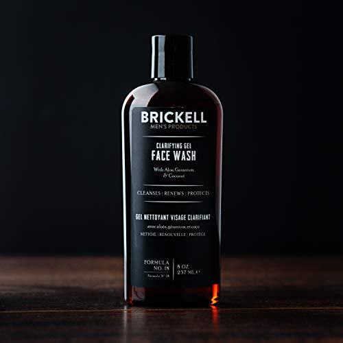 Brickell Men's Products Face Wash for Men – Clarifying Gel Facial Cleanser, Mens Face Wash for Oily Skin, With Aloe, Geranium & Coconut, 3.4 oz, Scented 8 Ounce (Pack of 1)