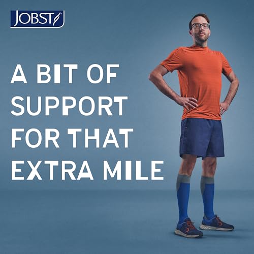 JOBST Sport Compression Socks, 15-20 mmHg, Knee High Small (1 Pair) White/Grey