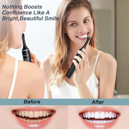Tooth Polisher,Rechargeable Tooth Whitening Kit for Teeth Cleaning and Whitening, with 8 Brush Heads, LED Light, 5 Speed Modes Dental Polisher Personal Dental Care Kit for Home Use and Travel Black