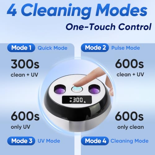MySmile MS208 Ultrasonic Retainer Cleaner with UV Light & Digital Timer Small White