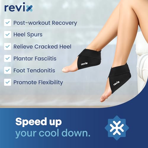 REVIX Heel Ice Pack Wrap for Plantar Fasciitis & Heel Spurs, Hot & Cold Gel standard 2.0