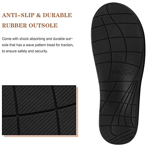 ERGOfoot Orthopedic Slippers with Arch Support for Women Men 8 Women/7 Men Black