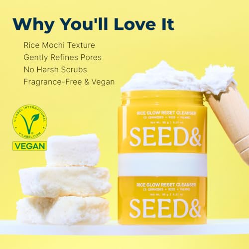 Seedlab Seed& Rice Glow Reset Cleanser - Korean Rice Face Wash for Exfoliating, Deep Cleansing&Pore Care - Gentle Daily Facial Cleanser - Dermatologist Tested K-Beauty Skincare