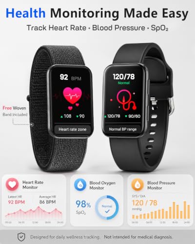 MorePro Fitness Tracker Watch with 24/7 Heart Rate/Blood Pressure Monitor Black
