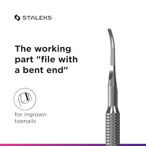 Staleks Pro Pedicure Toenail File EXPERT 60 Type 3 – Dual-Ended Ingrown Nail File – Stainless Steel straight nail file and file with a bent end