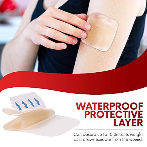 Healqu Hydrocolloid Wound Dressing - 2x2" Thin - Box of 20 Large Bandages - Sterilized Bordered Hydrocolloid Patches for Bed Sores, Abrasions, and More - Waterproof and Absorbent with Protective