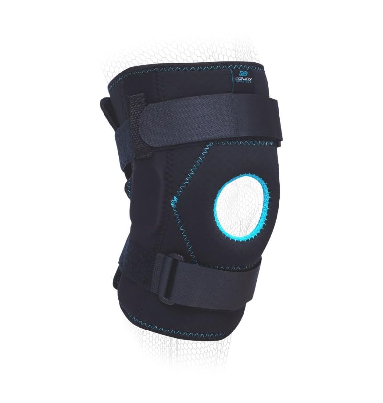DonJoy Advantage Stabilizing Double Hinged Knee Wrap Brace for Sprains, Strains, Media Lateral Instability, Arthritis, Patella Buttress, Adjustable to fit Large to X-Large 15" to 19"