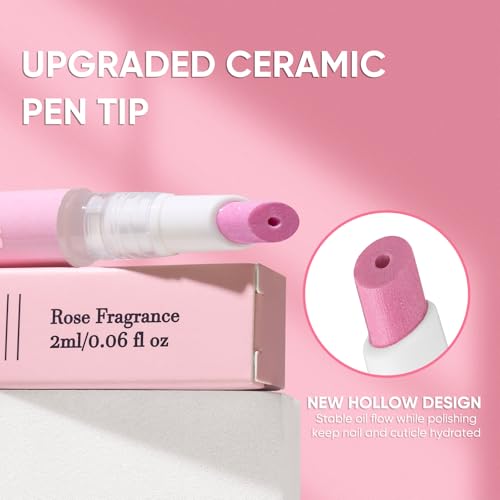 2 in 1 Cuticle Oil Pusher Pen, Cuticle Remover with Jojoba Almond Oils - Tidies, Cleans & Moisturizes Nail Edges, At-Home On-the-Go Manicure for Women Men (Pink3.0&Gel) Pink3.0&Gel