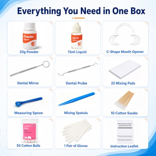 Dental Care Kit: Dental Cement Glue Adhesive for Crowns, Bridges, Teeth Dental Cement Glue Adhesive
