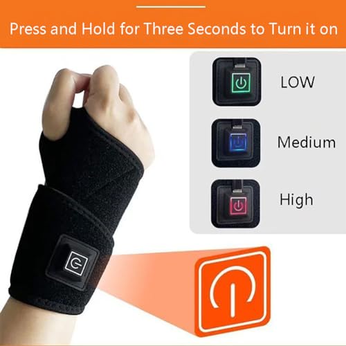 USB Wrist Brace Heating Pad Adjustable Heated Wrist Brace Wrap 3 Heating Levels Wrist Warmer Electric Heating Pad for Wrist and Hand Wrist Support to Relieve Pain Medium