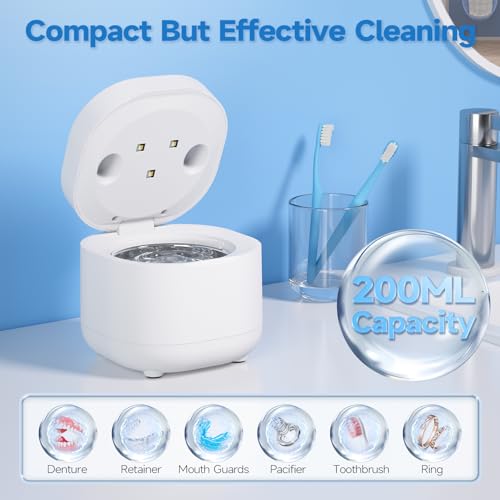 DODOWIN 45kHz Ultrasonic Retainer Cleaner, 200ML, 2 Cleaning Modes White