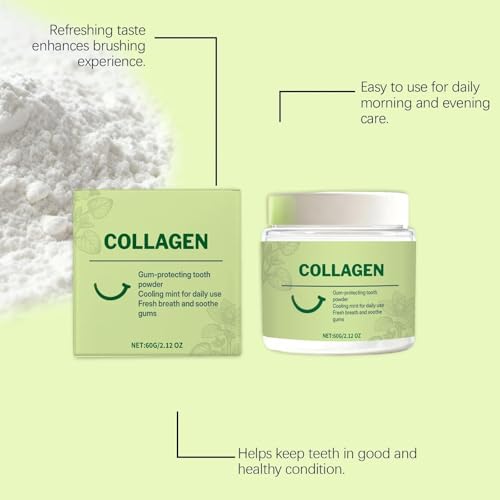 Collagen Toothpaste Powder for Gum Protection & Teeth Strengthening – Mineral-Infused Formula with Hydroxyapatite for Daily Gumline Support & Oral Care – Morning & Night Routine - 120g(2) 2
