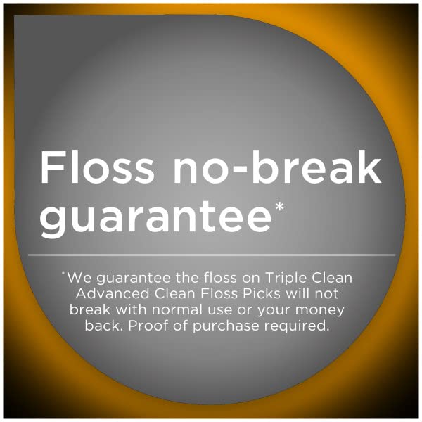 DenTek Advanced Clean Triple Clean Floss Picks, Mouthwash Blast, Dental Flossers for Plaque Removal, No Break No Shred Floss, Oral Care, 75 Count (Pack of 12)