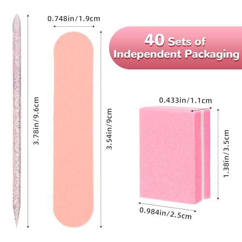 40 Sets Pink Professional Manicure Press On Nail Tool Kit