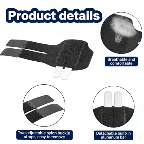 Trigger Finger Splint with 2 Metal Support Bars, Double Finger Brace Support, Adjustable Finger Immobilizer for Finger Injury, Sprain and Arthritis Pain Relief (2)